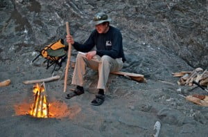 Tsunami Ranger Dave Whalen contemplates the fire