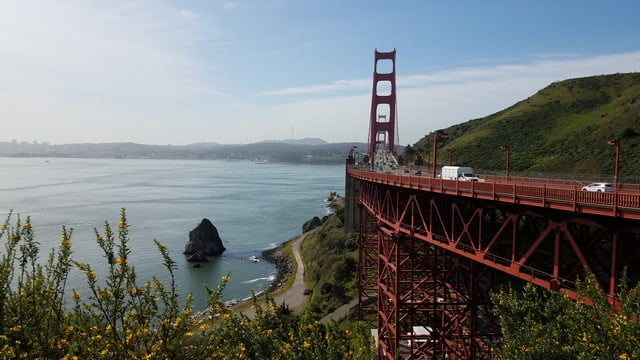 The Golden Gate Bridge as seen from just above Horseshoe Cove